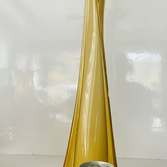 VINTAGE MCM BUTTERSCOTCH STRETCH VASE ITALIAN HANDBLOWN GLASS THICK SWUNG GLASS - Picture 7 of 11